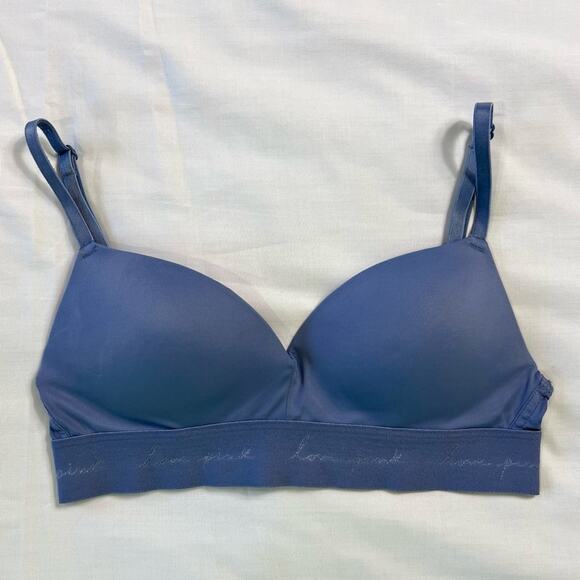 PINK Victoria's Secret Women's 32B Bra Blue Wireless Push-Up Adjustable Straps - Picture 2 of 7
